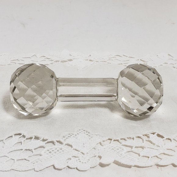 Antique Cut Crystal Faceted Knife Rest Elegant Glass Star Ends 4